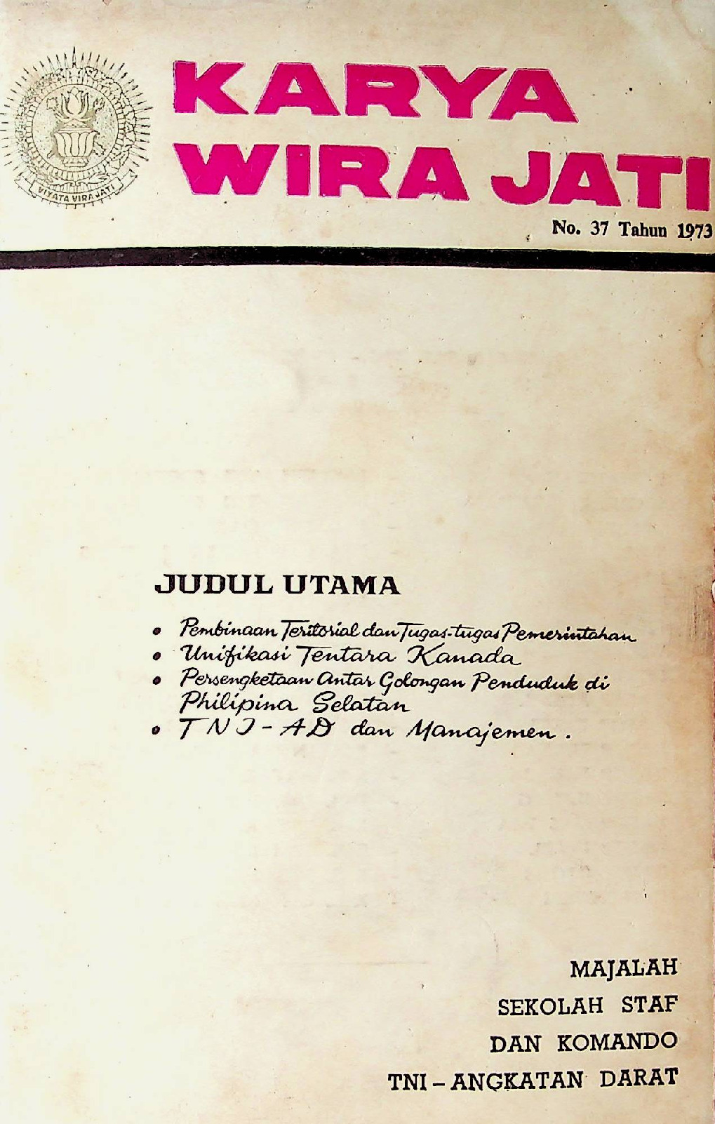 Karya Wira Jati No 37 Tahun 1973